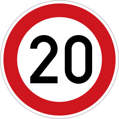 Dopravní značka - B20a (20) - Nejvyšší povolená rychlost