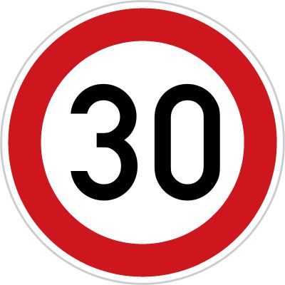 Dopravní značka - B20a (30) - Nejvyšší povolená rychlost