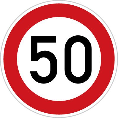 Dopravní značka - B20a (50) - Nejvyšší povolená rychlost