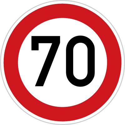 Dopravní značka - B20a (70) - Nejvyšší povolená rychlost