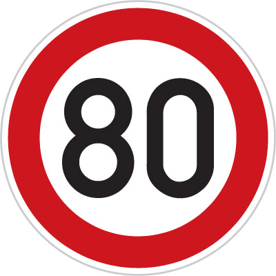 Dopravní značka - B20a (80) - Nejvyšší povolená rychlost